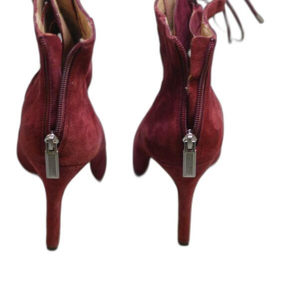 BCBG Generation Women's Size 8 Burgundy Suede Lace-up High Heel Booties - Picture 16 of 16